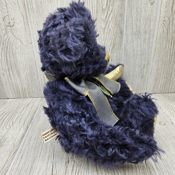 Vintage Hermann Annual Bear 1997 Golden Blue Mohair Teddy Made in Germany Plush - Picture 10 of 15